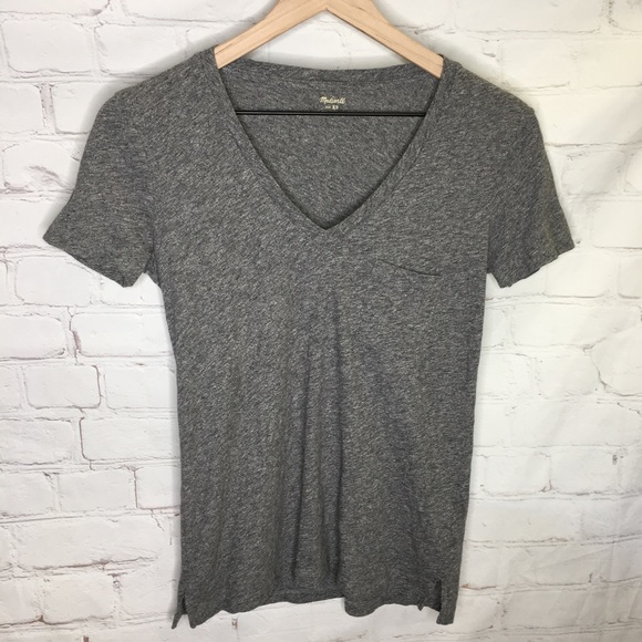 NEW Madewell Grey Whisper Cotton V-Neck Pocket Tee Size XS - Picture 6 of 12